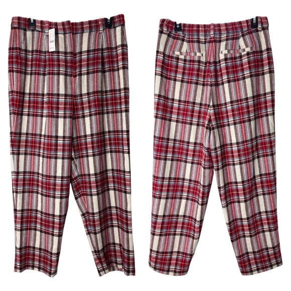 New J. Crew Nello Gori Wool Fully Lined Red Plaid Pants - Picture 13 of 13